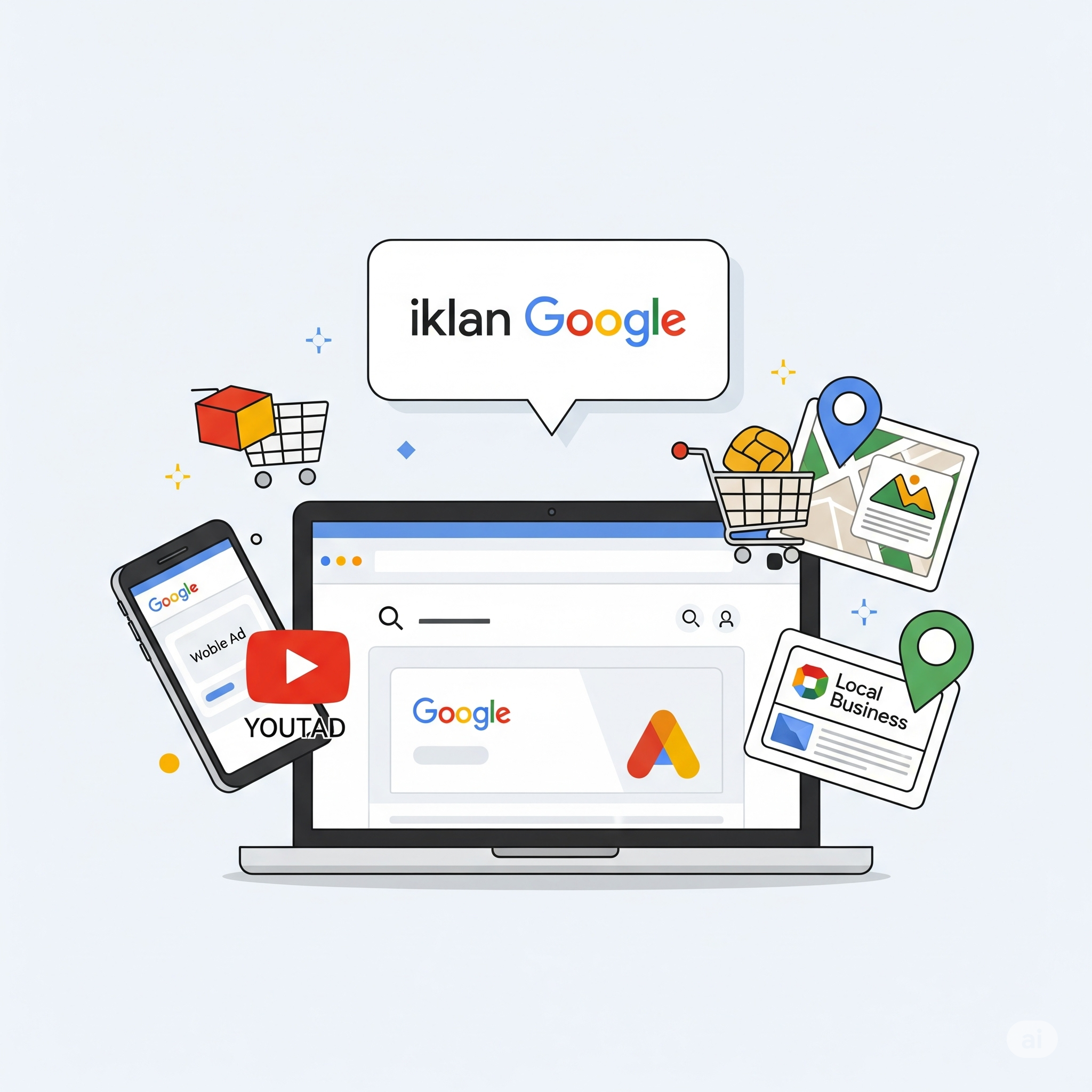 Ilustrasi Website di Laptop
